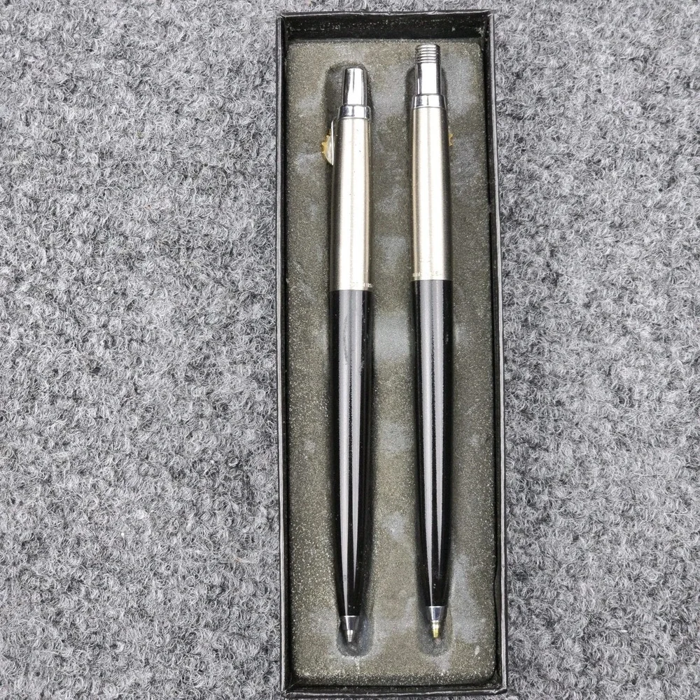 Vintage Parker‎ Pen & Pencil Set Lions Crest Black Boxed Matching Pair